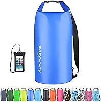 Vista 22 de OMGear - Bolsa seca impermeable y bolsa para teléfono, bolsa flotante de 40L/30L/20L/10L/5L para kayak, navegación, actividades al aire libre