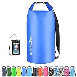 OMGear Waterproof Backpack With Waterproof Phone Pouch 30L/40L Floating Dry Bag Sack For Kayaking Boating Sailing Canoeing Rafting Hiking Camping Outdoors Activities (dark blue, 20L)