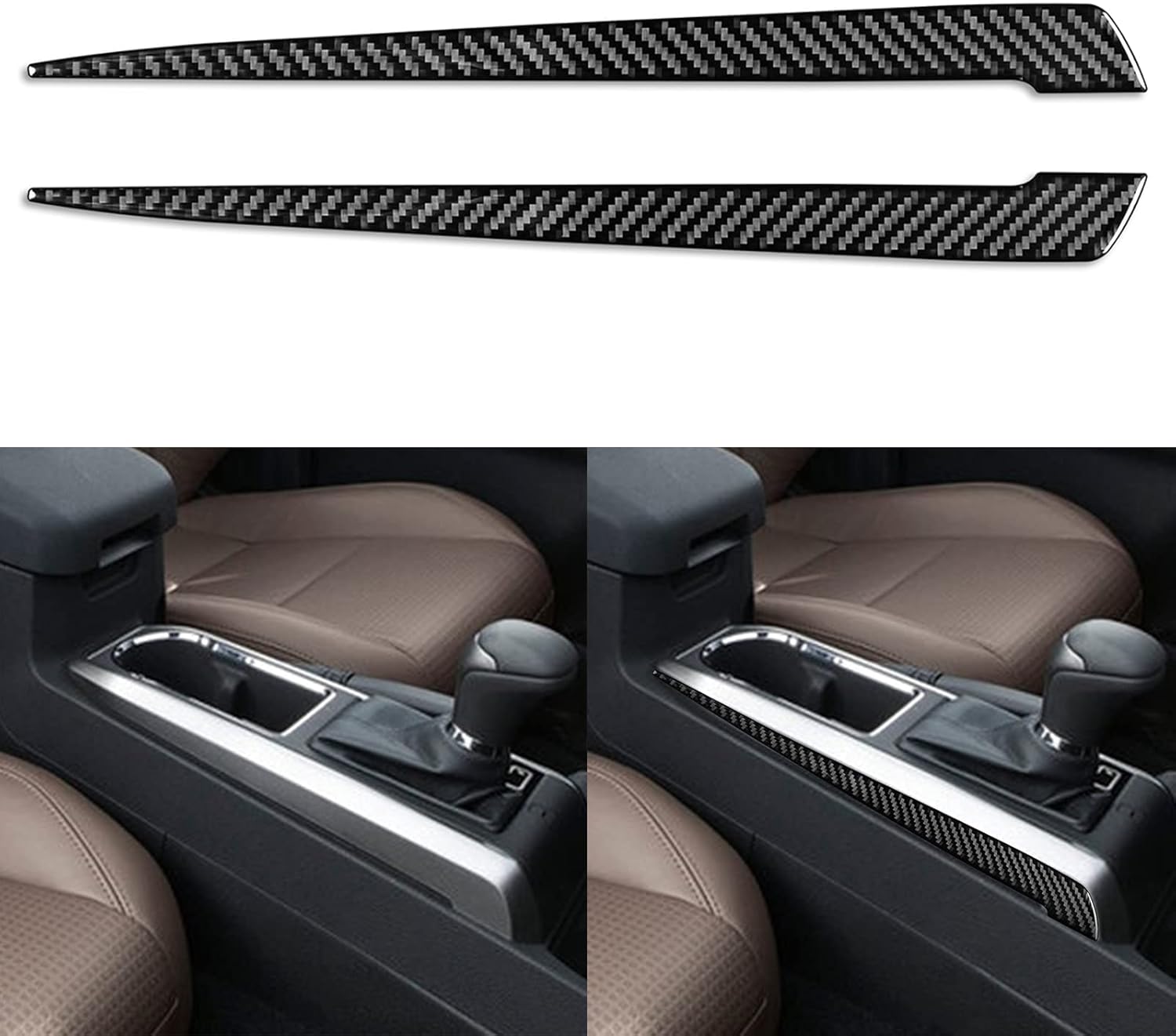 NVCNX Real Carbon Fiber Compatible with Toyota Tacoma 2016-2023 2017 2018 2019 2020 2021 2022 Accessories Car Gear Shift Panel Strip Cover Interior Trim Sticker Decal Black 2PCs