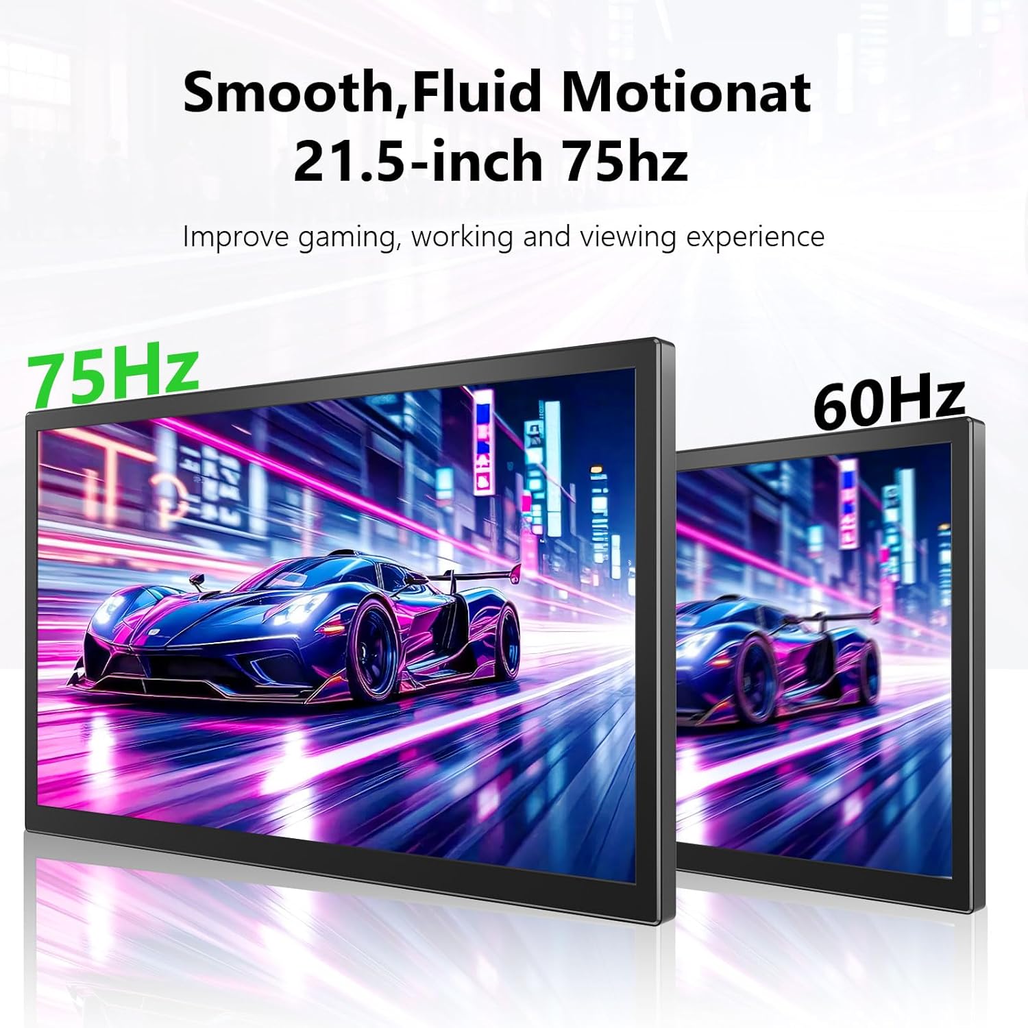 21.5 Inch Large Portable Second Monitor FHD 1080P 75Hz, USB-C HDMI External Screen for Desktop Laptop Office Gaming, VESA Mount Supported