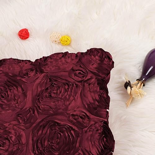 Miniatura 8 de PiccoCasa - Juego de 2 fundas de almohada con diseño de flores 3D, románticas fundas de cojín decorativas de satén, funda de almohada con rosas
