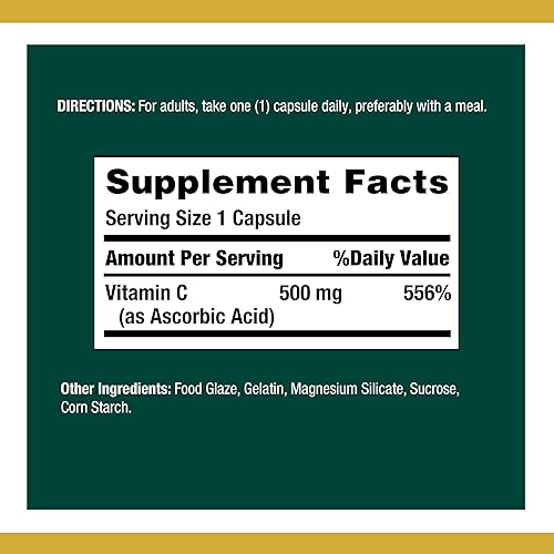 Miniatura 2 de Nature's Bounty Vitamina C 50 mg, apoyo inmunológico, 500 mg, 100 unidades.