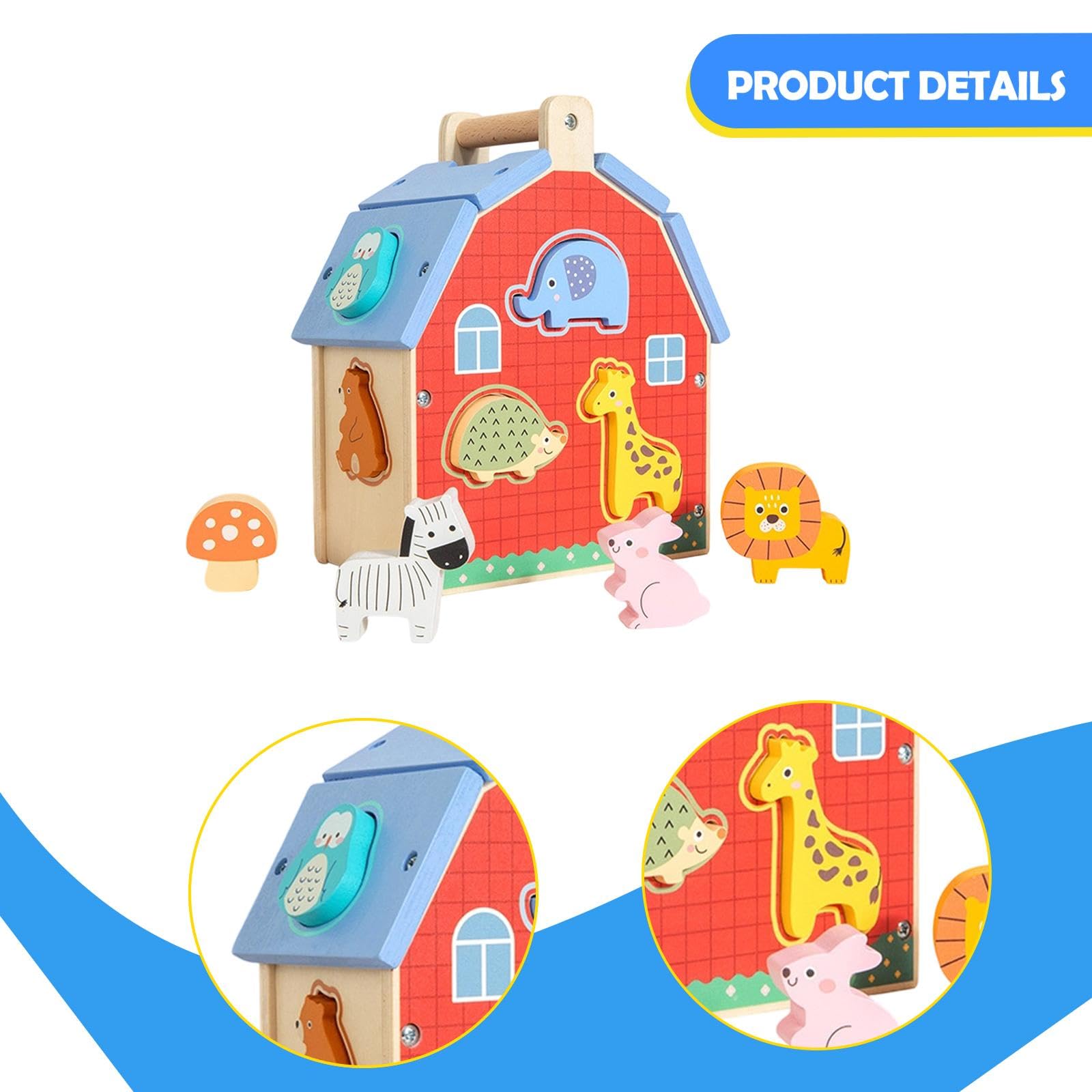 Casa de Bloques Interactivos de Madera para Clasificar Formas, Cumpleaños para Niños de Preescolar.