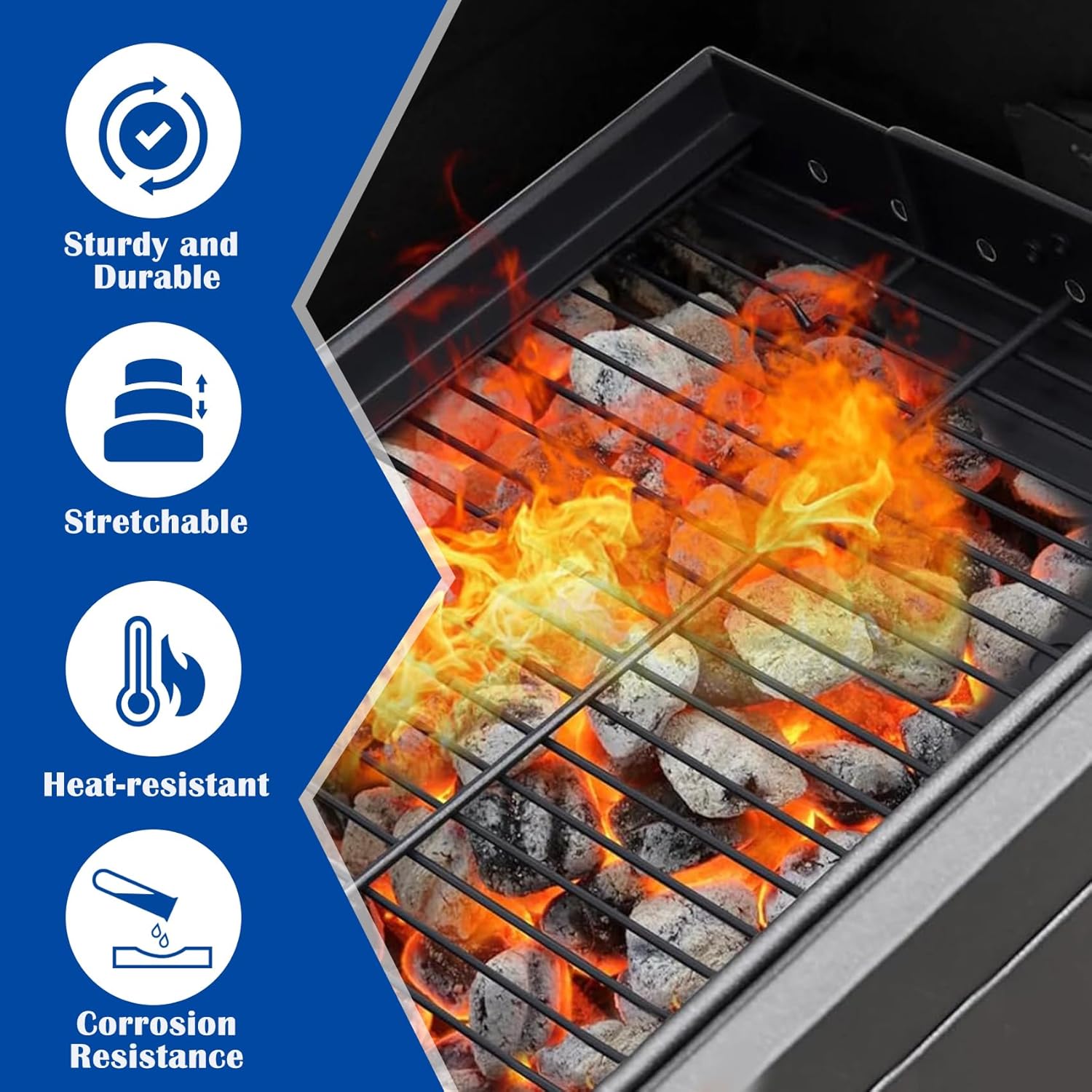SafBbcue PS9900 47183T-21 Charcoal Tray for Smoke Hollow Grill HC4518L PS9500 Parts, Stretchable Charcoal Pan for 8500 SH19030119 SH19030219 SH9916 & for Expert Grill 24 Replacement Part, 15-28 inches
