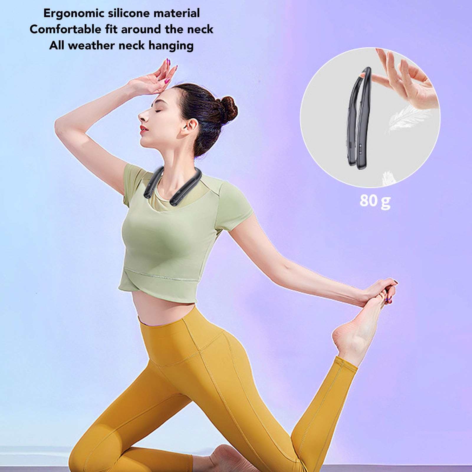 Altavoz Inalámbrico con Banda para el Cuello, Sonido Estéreo 3D Recargable, Tiempo de Reproducción de 12 Horas, Liviano 90 G, Resistente Al Agua IPX4, Micrófono Incorporado, Parlantes 5Wx4,