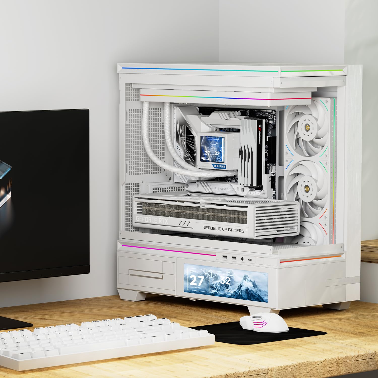 Thermalright Mjolnir Vision 360 UB ARGB biała chłodziarka wodna, 3 wentylatory PWM, system chłodzenia wodą z 2150PRM, AM4/AM5 i Intel LGA1851/1700, magnetyczny odłączany ekran LCD o rozdzielczości 640