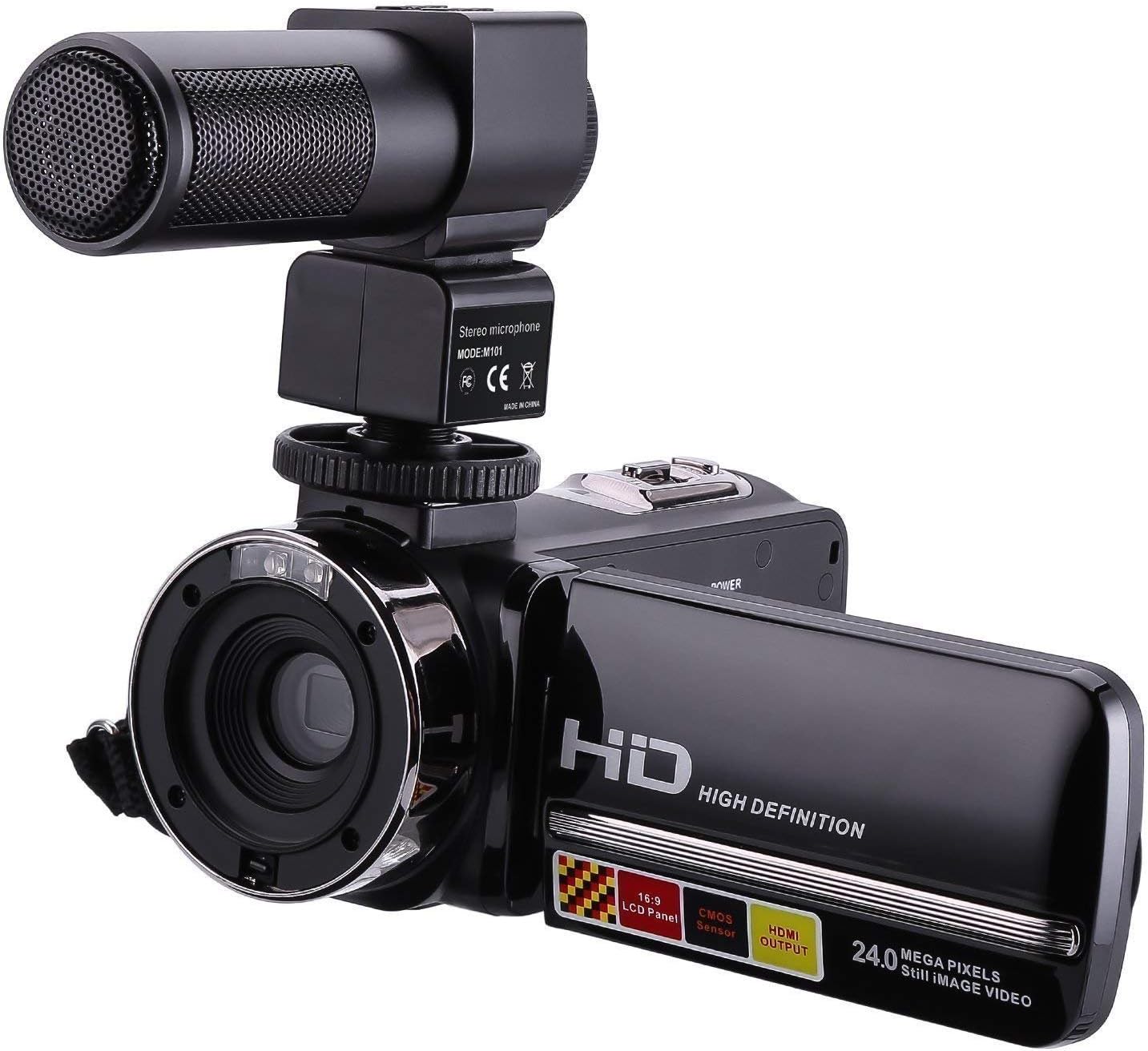 Camera Camcorders,CamKing HDV-301M 1080P 16X Digital Zoom 3 Inch Touch Screen LCD Video Camcorder with External Microphone