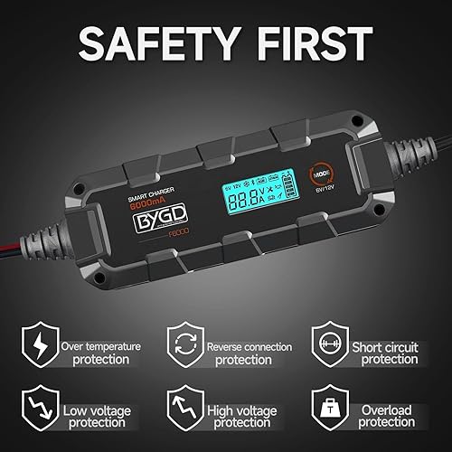 Miniatura 3 de F6000 - Cargador de batería inteligente - Cargador de batería de coche de 8 etapas de 6 V12 V con modo de reacondicionamiento, cargador de goteo