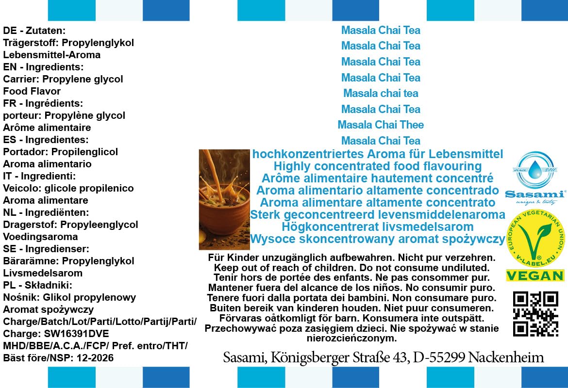 Masala chai tea aroma concentrato - vegano - Sasami - 100ml