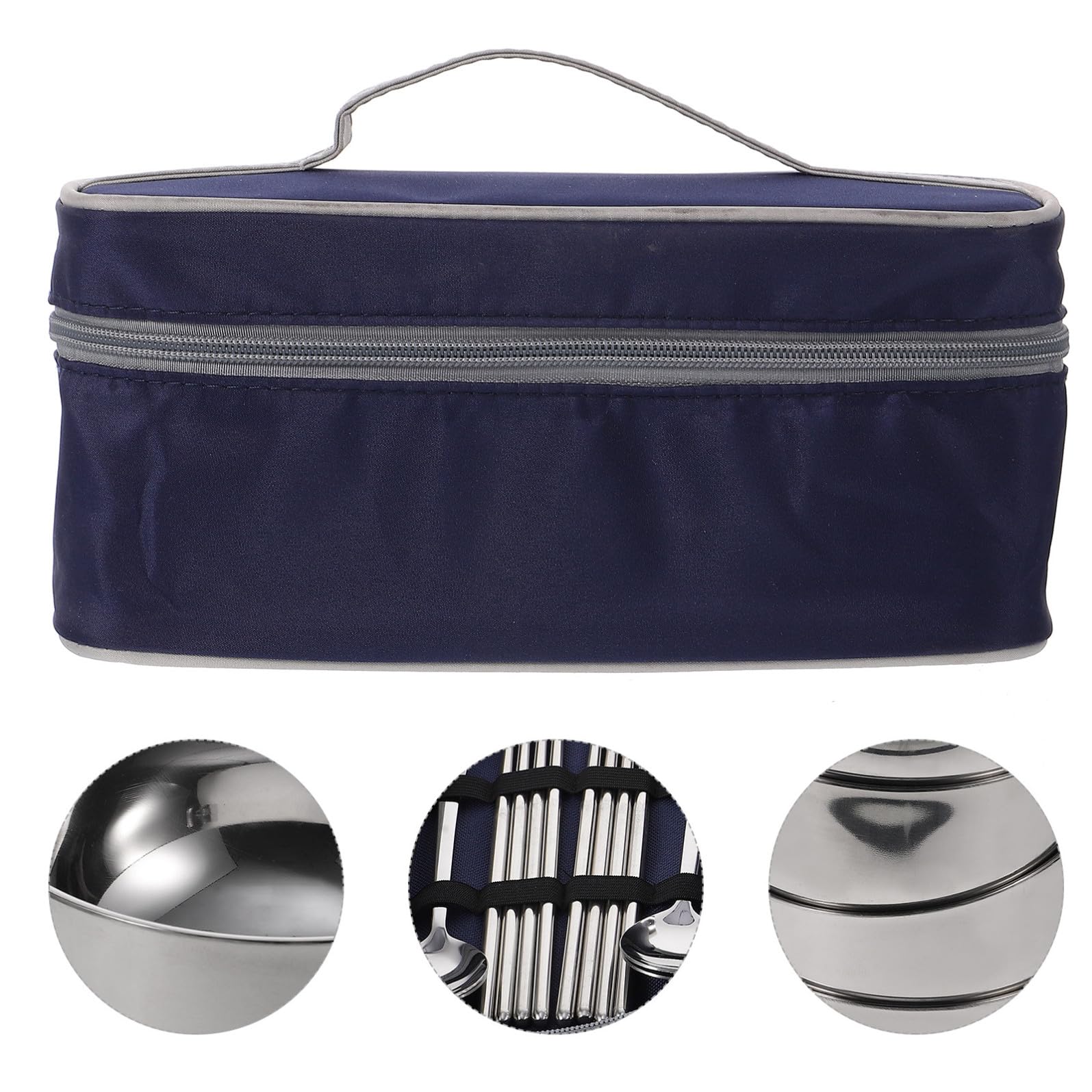 Set Posate in Acciaio Inossidabile Ciotole e Bacchette, Design Ergonomico e Portatile Borsa Oxford per Picnic e Campeggio