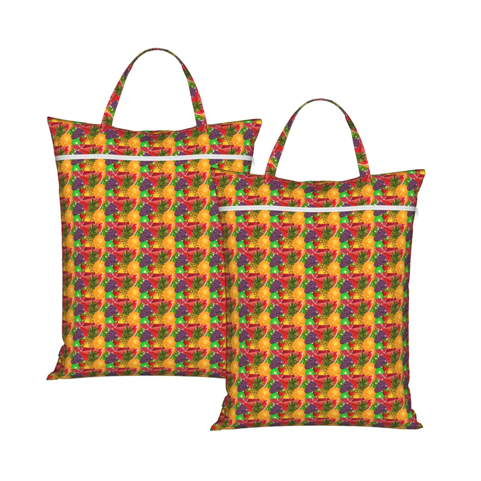 Fresh Fruits Pineapple Print Travel Laundry Bag Foldable Lightweight Camping Beach Dorm Weekend Getaways