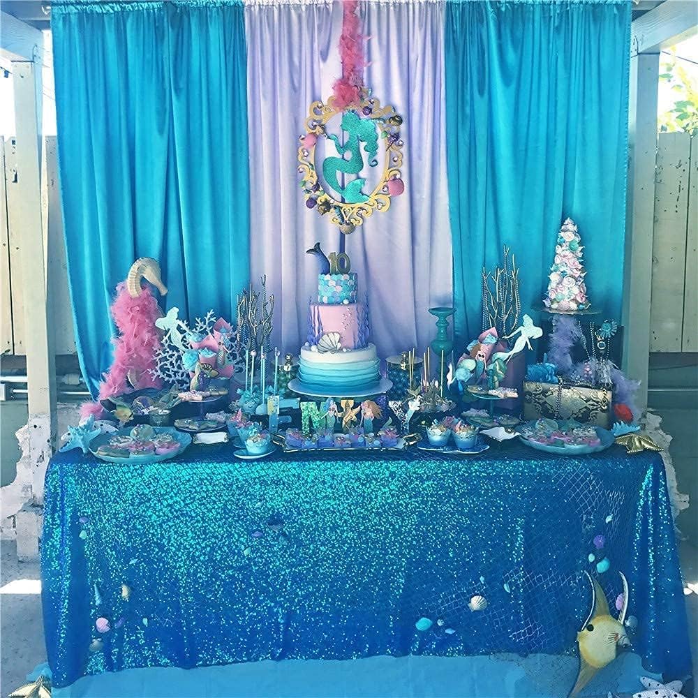 Exclusive Discount 50% Price Sequin Tablecloths 50x102 Inch Aqua Blue Sparkly Table Overlay Table Decor for Baby Shower Party Birthday Wedding Dinner Meeting Events