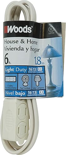 Miniatura 5 de GE home electrical 3-Outlet Power Strip, 12 Ft Extension Cord, 2 Prong, 16 Gauge, White &amp; Woods 0600W 3-Outlet 162 Cube Extension Cord wPower Tap