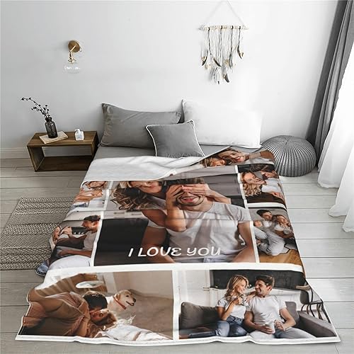 Miniatura 6 de Manta personalizada con collage de fotos, texto, mantas con imágenes personalizadas, regalos para cumpleaños, bodas, para madres, papás, manta de