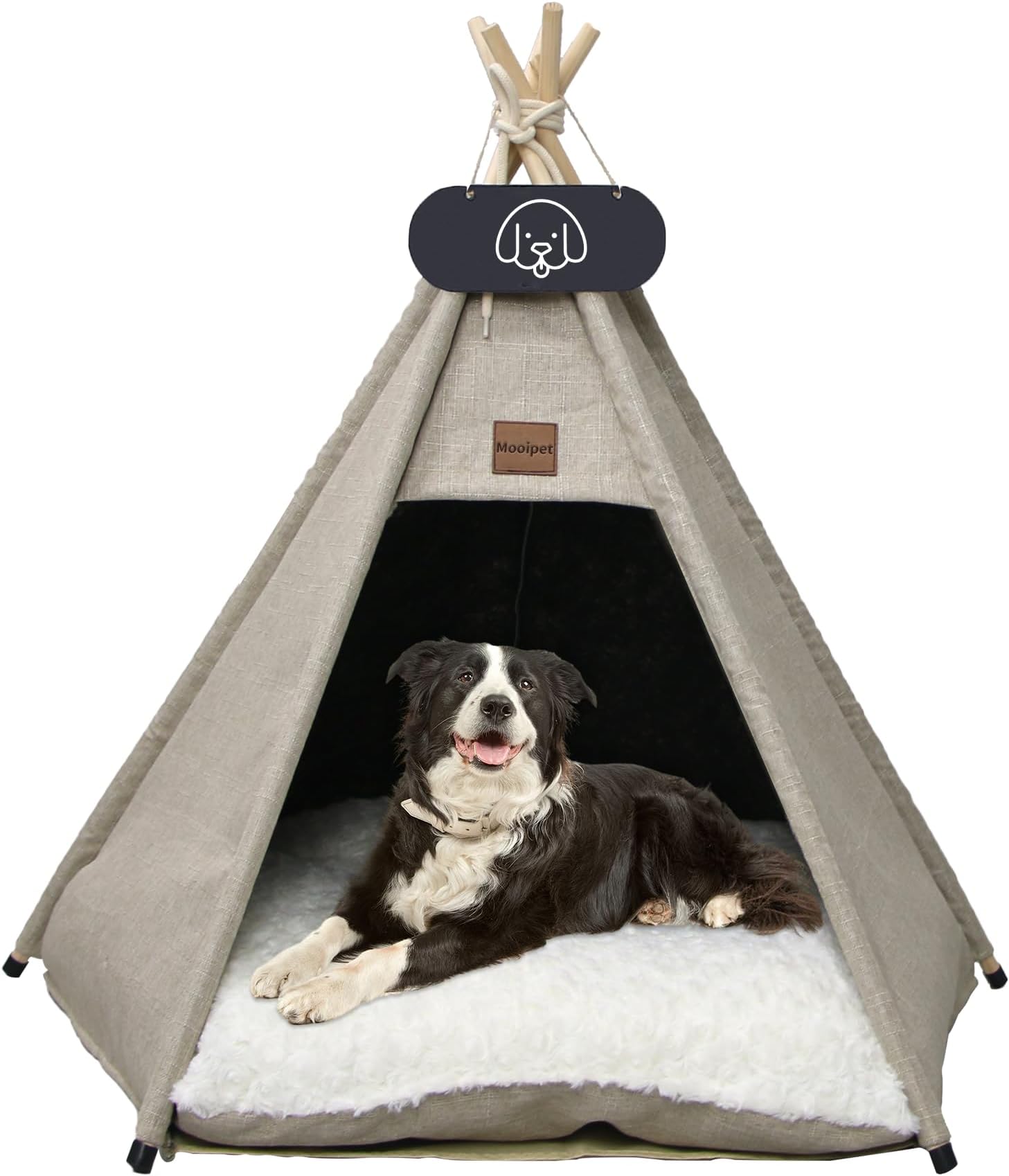 Teepee Tent for Pets with Double-Sided Cushion, Pet Tent for Dogs/Cats, Pet House, Removable and Washable, Dog House for Guinea Pigs, Rabbits, Hamsters, Kittens, 60 x 60 x 70 cm