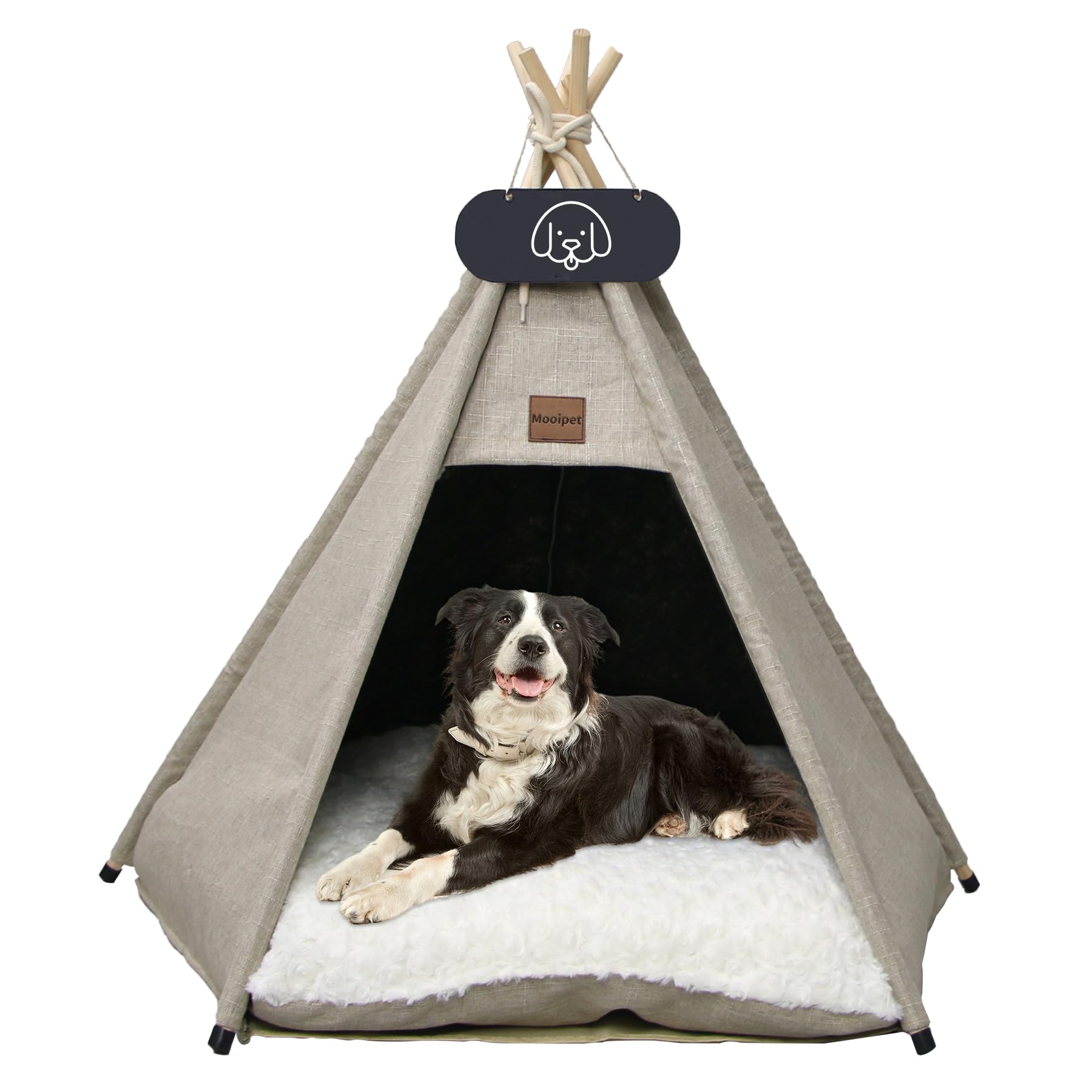 Teepee Tent for Pets with Double-Sided Cushion, Pet Tent for Dogs/Cats, Pet House, Removable and Washable, Dog House for Guinea Pigs, Rabbits, Hamsters, Kittens, 60 x 60 x 70 cm