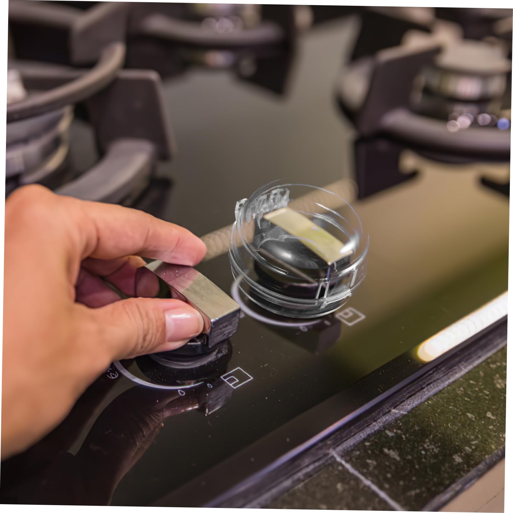 FAVOMOTO Childproof Oven Knob Covers Gas Stove Burner Covers Material Affect Button Use Simple Design for Circular Appliances