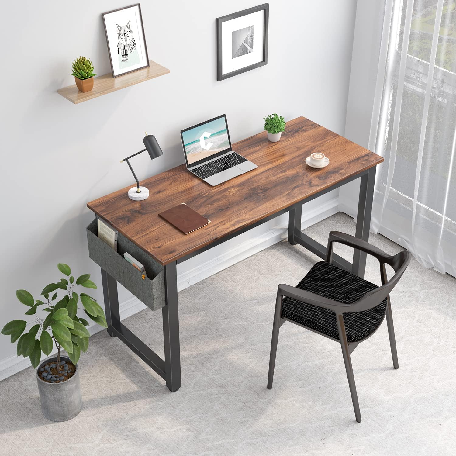 Cubiker Computer Desk 40" Sturdy Office Desk Modern Simple Style Table for Home Office Use, Notebook Writing Desk with Extra Strong Legs, Dark Rustic