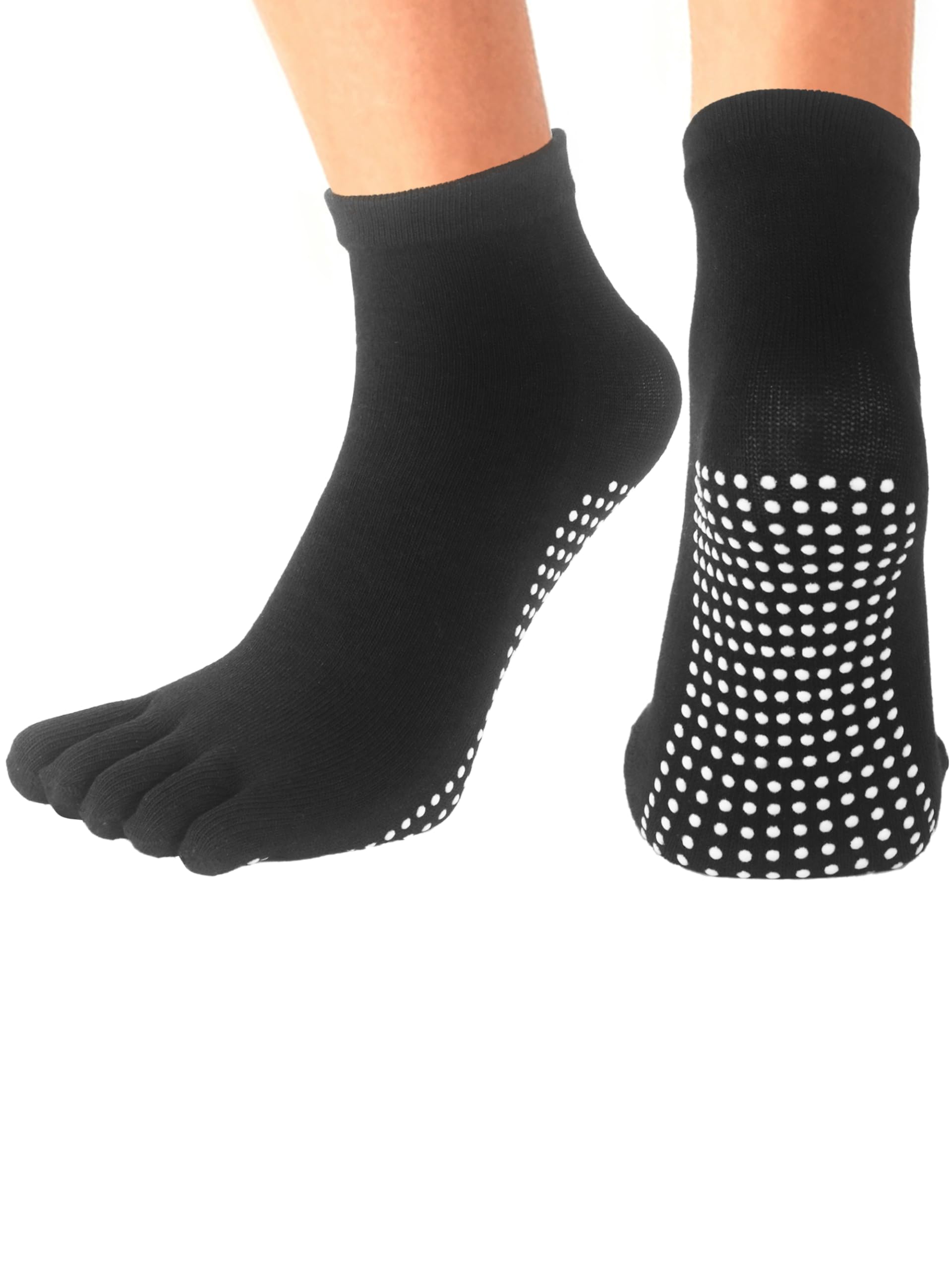 1/2 Pairs Grip Yoga Socks for Women Non Slip Grippy Full Toe Pilates Barre Dance Ballet Exercise