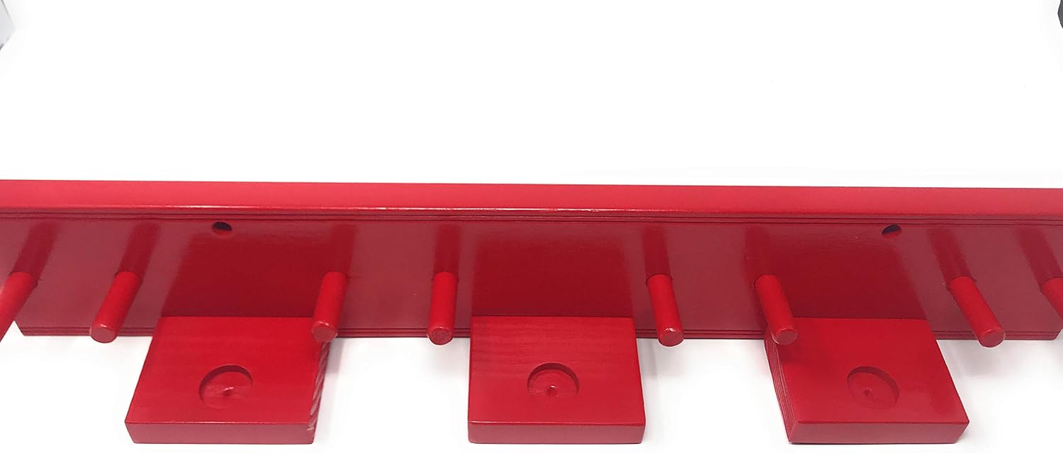Baseball Bats Rack Holds 4 Bats and 3 Ball Red Color Trophy Awards
