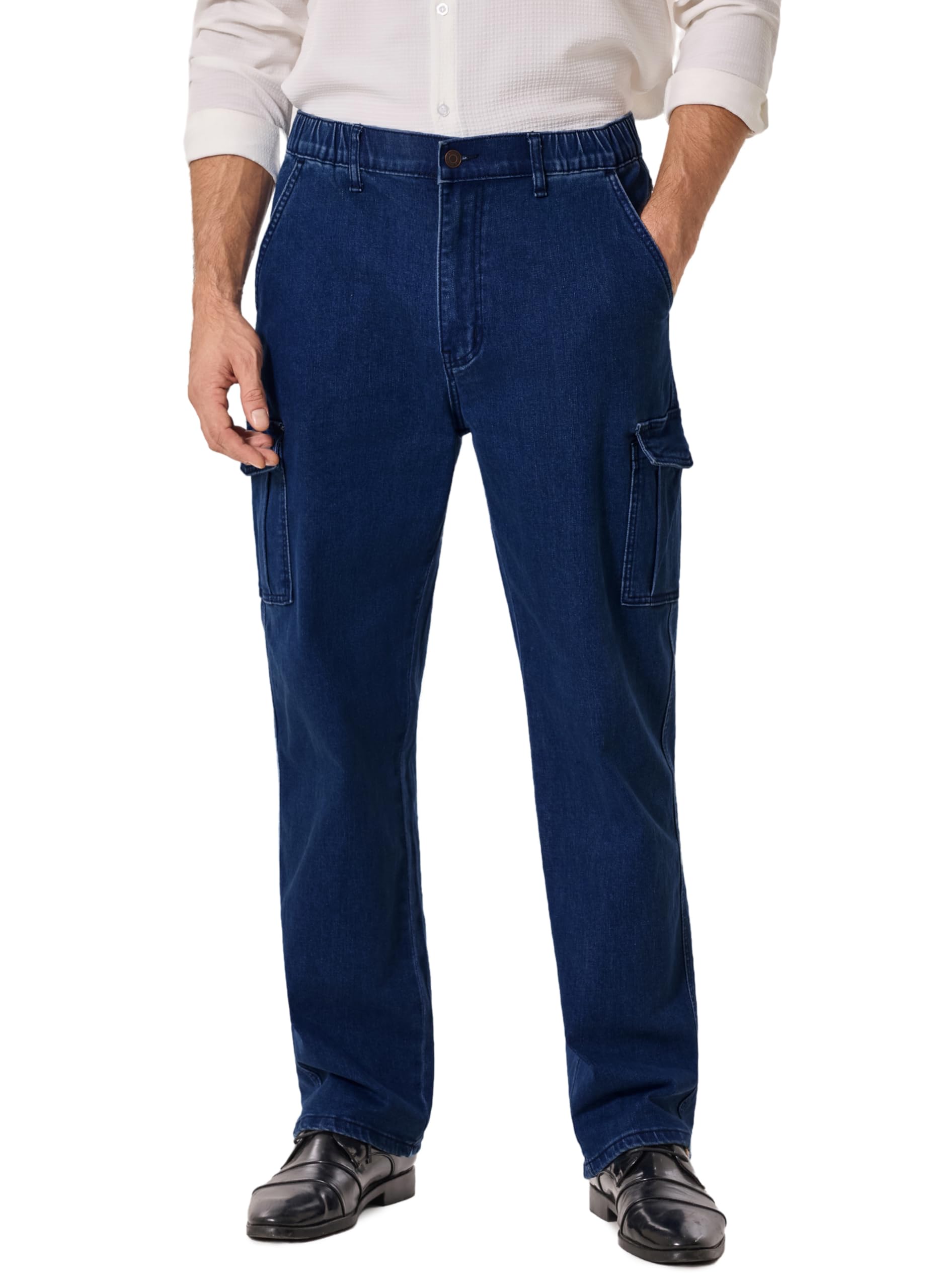 Mens Cargo Jeans with Elastic Waist Relaxed Fit Denim Cargo Pants Men Easy Wear Perfect for Outdoor