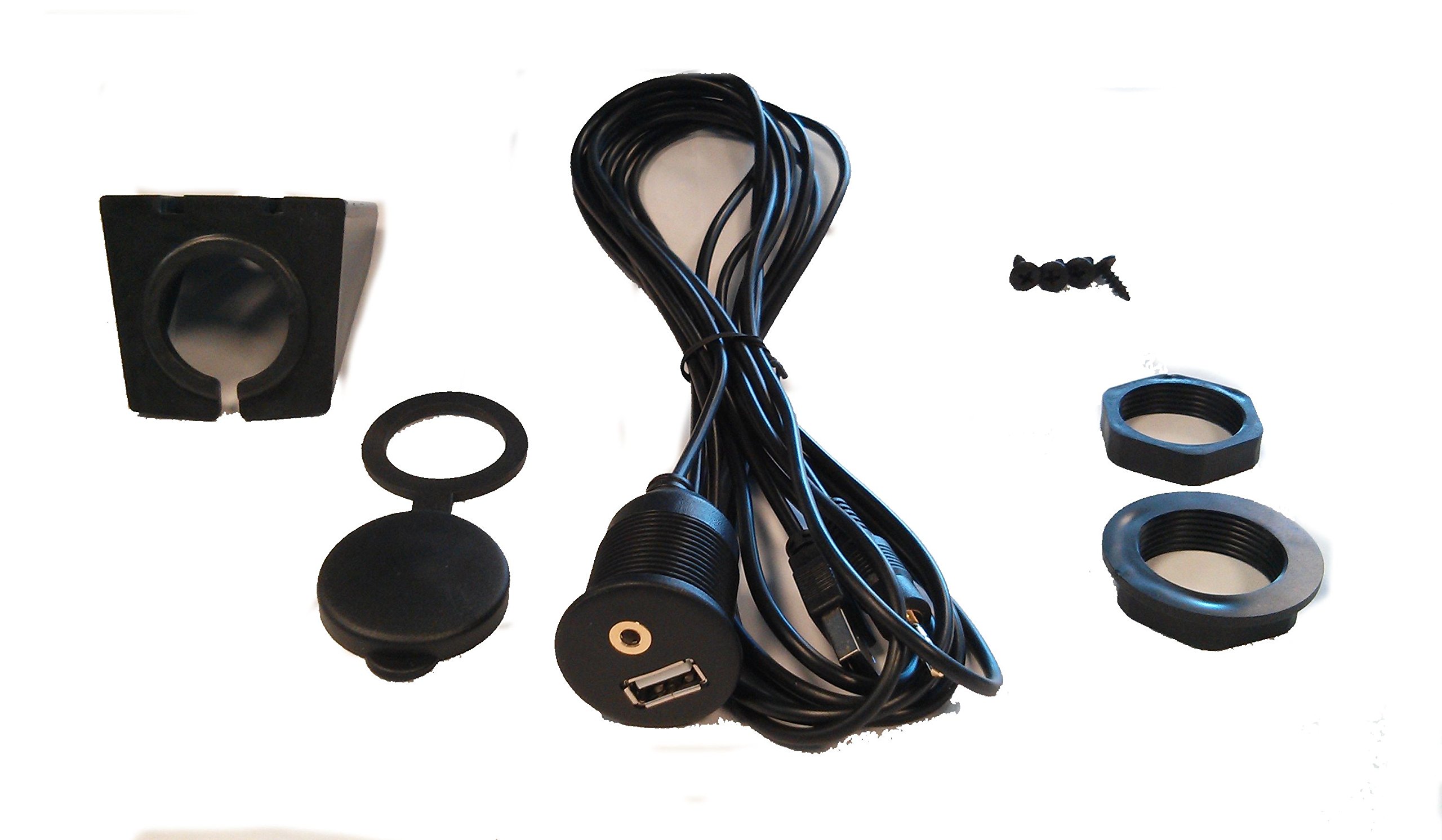 USB & 3.5mm AUX extension Flush Mount 6.5 Feet Audio cable , 1/8 AUX Car Bike Boat Motercycle Lead by IMC Audio