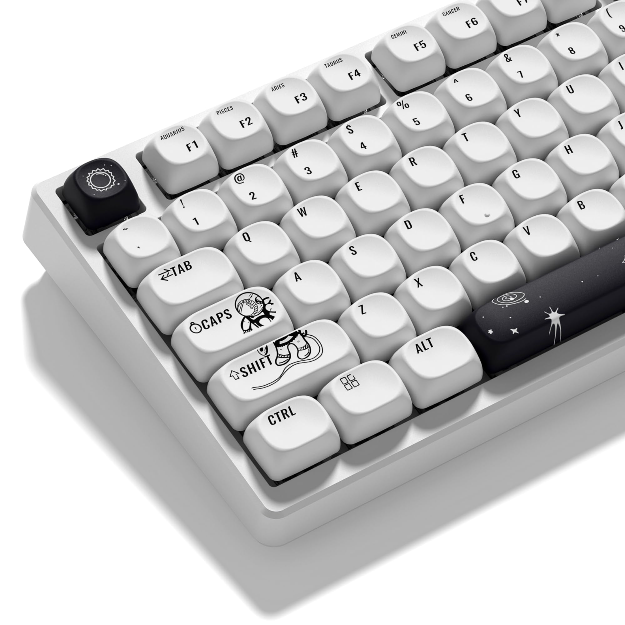 dagaladooApollo PBT Keycaps,White and Black,MOA Keycaps Dye-Sublimation, Japanese Style,Custom Keyboard Key caps Set for 100% 75% 65% 60% TKL US Layout Mechanical Keyboard