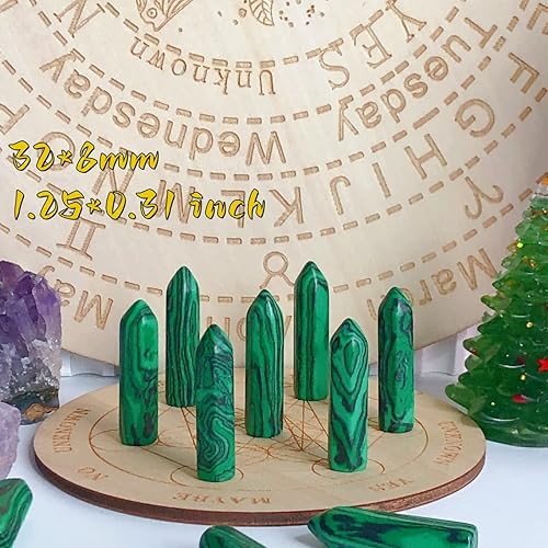 Miniatura 5 de Juego de 10 piedras de cristales curativos naturales de malaquita, piedras preciosas pulidas de bolsillo pulidas, puntos hexagonales a granel,