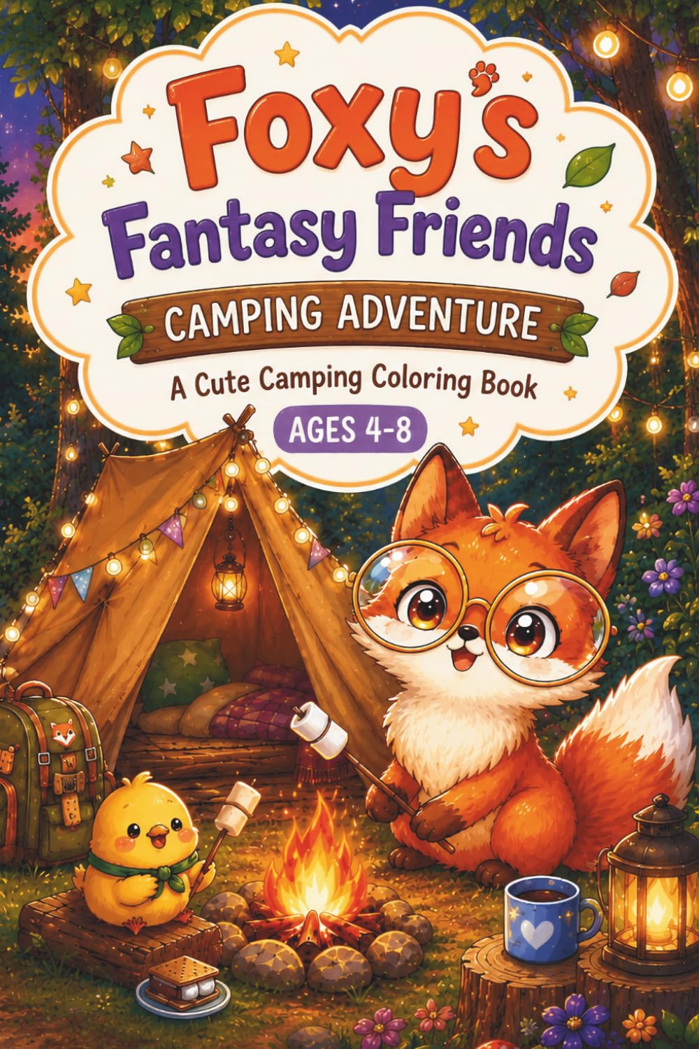 Foxy’s Fantasy Friends: Camping Adventure: A Cute Camping Coloring Book for Kids Ages 4-8