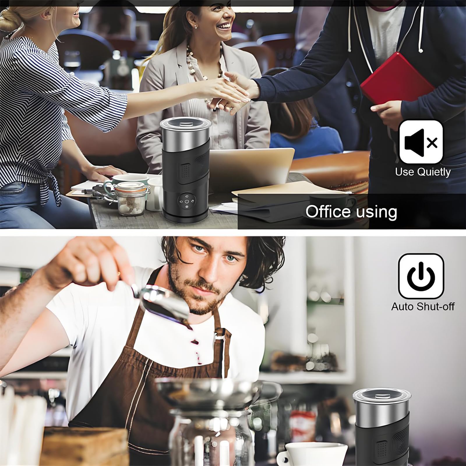 Calentador De Leche, Vaporizador De Leche 4-in-1electric Y Frother, Fabricante Automático De Espuma Fría De Acero Inoxidable, Viernes De Leche para Chocolate Caliente, Café con Leche, Capuchino