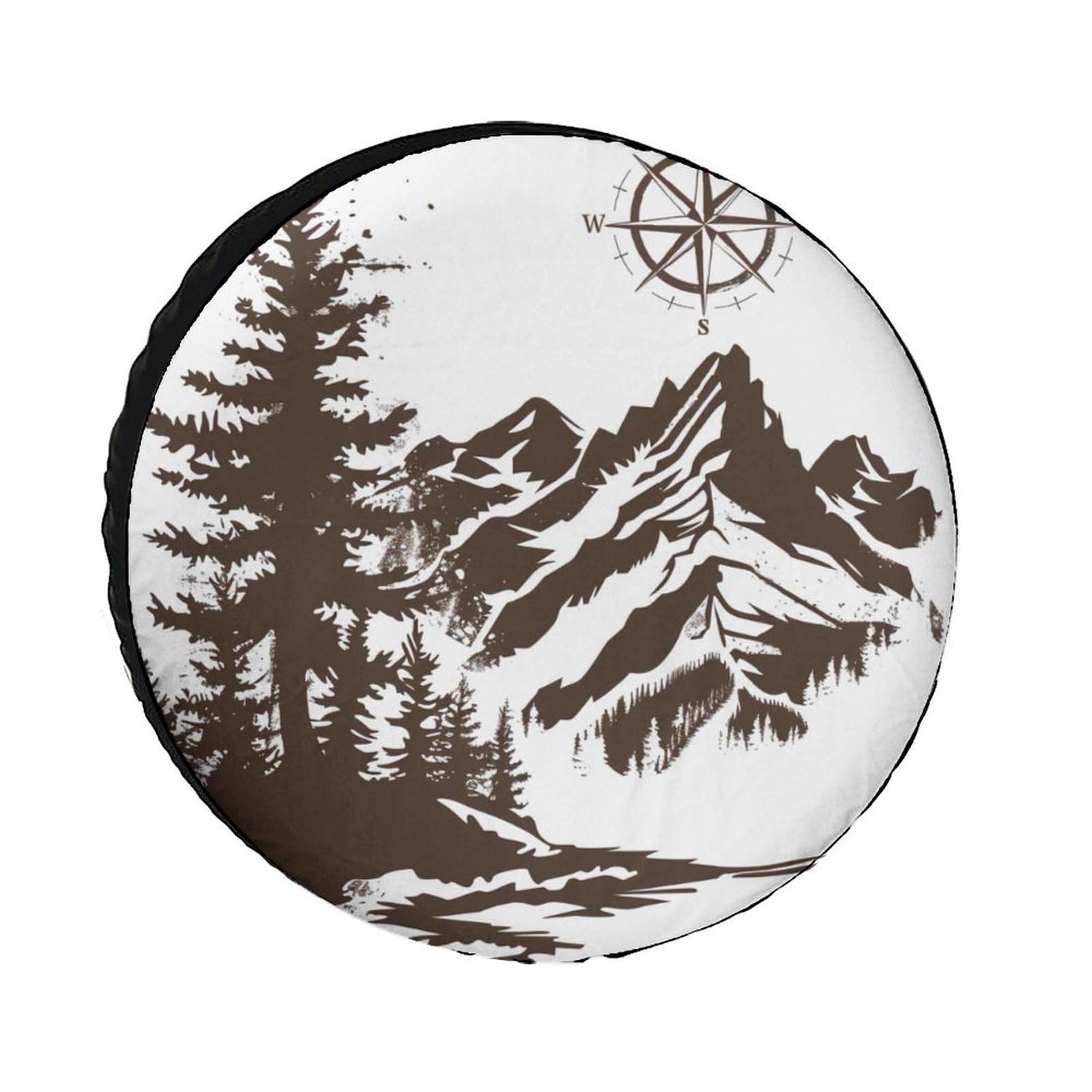 Mountains with A Compass Heavy Duty Spare Tire Cover Mountain Compass Nature Camper Wheel Protectors Weatherproof for Camper Travel Trailer SUV Truck 15 Inch