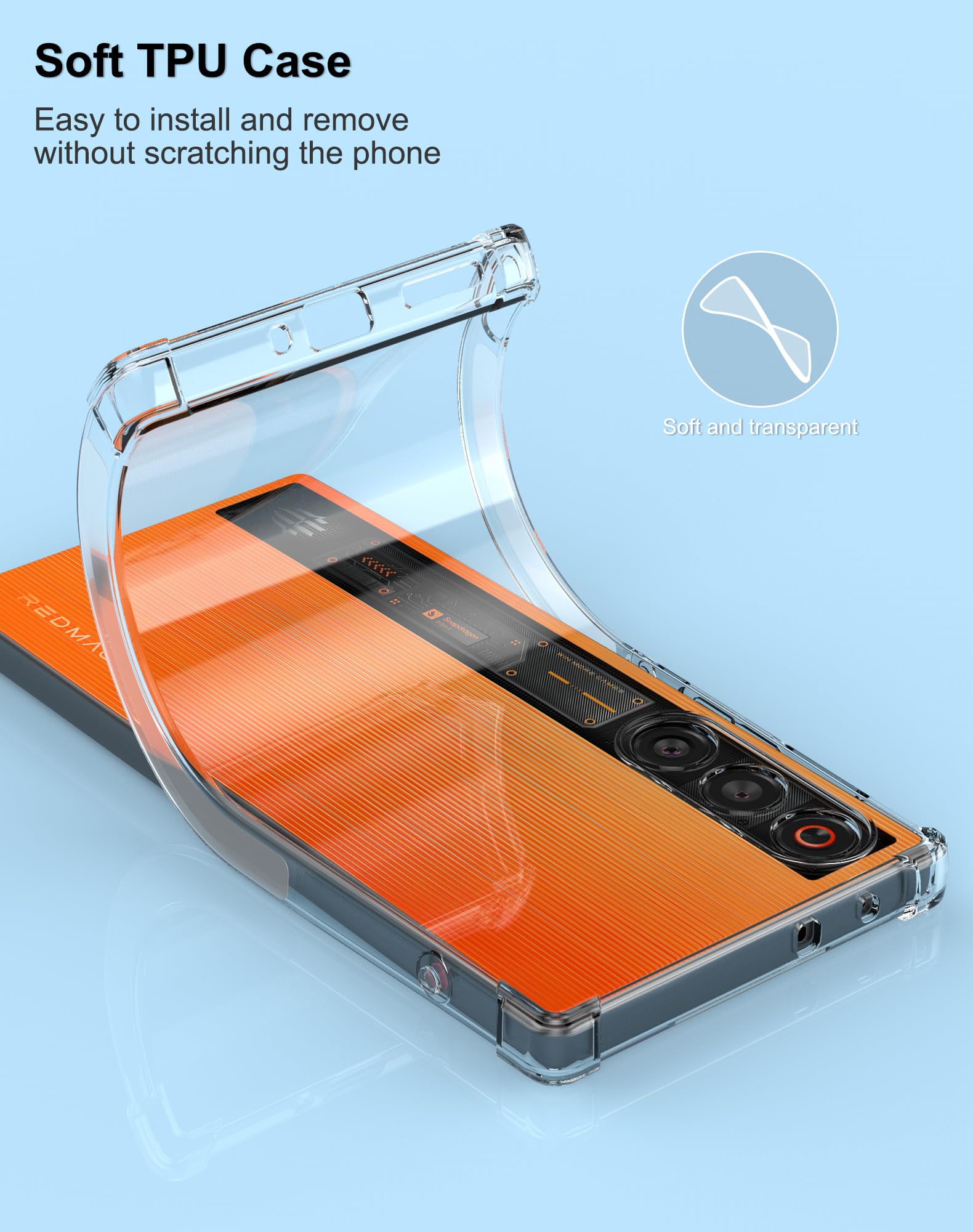 Cresee Case for Red Magic 10 Air, Clear Cover with Reinforced