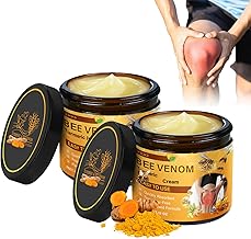 2 x Bee Venom Cream, Bee Venom and Turmeric Cream, Massage Cream for Care Muscles - Intensive Skin Care for Neck, Back, Hands, Feet & Knees - Fast Absorbing, Pack of 2