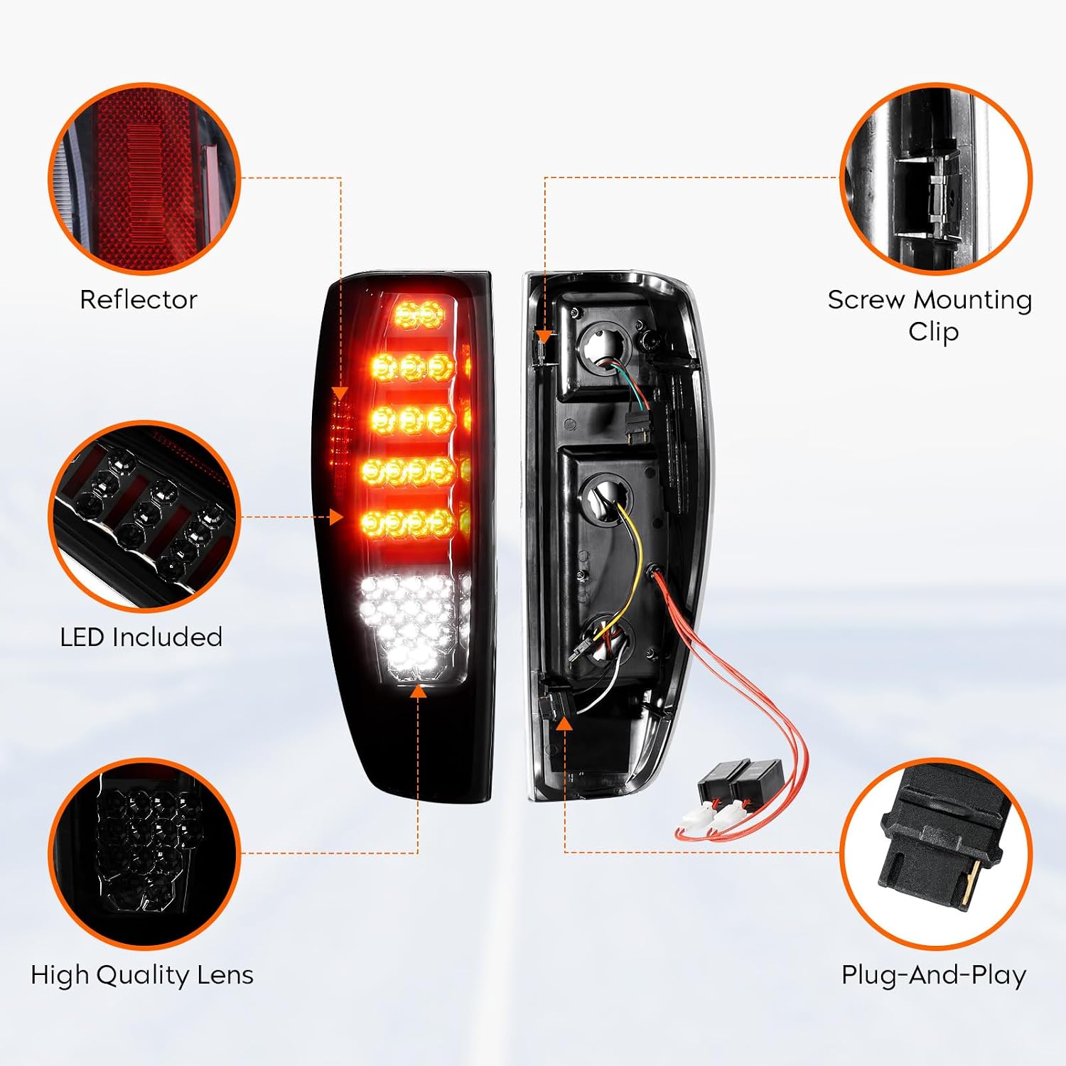Tresound LED Tail Light for Chevy Colorado 2004-2012, GMC Canyon 2004-2012 Rear Taillight Assembly Chrome Housing Smoked Lens