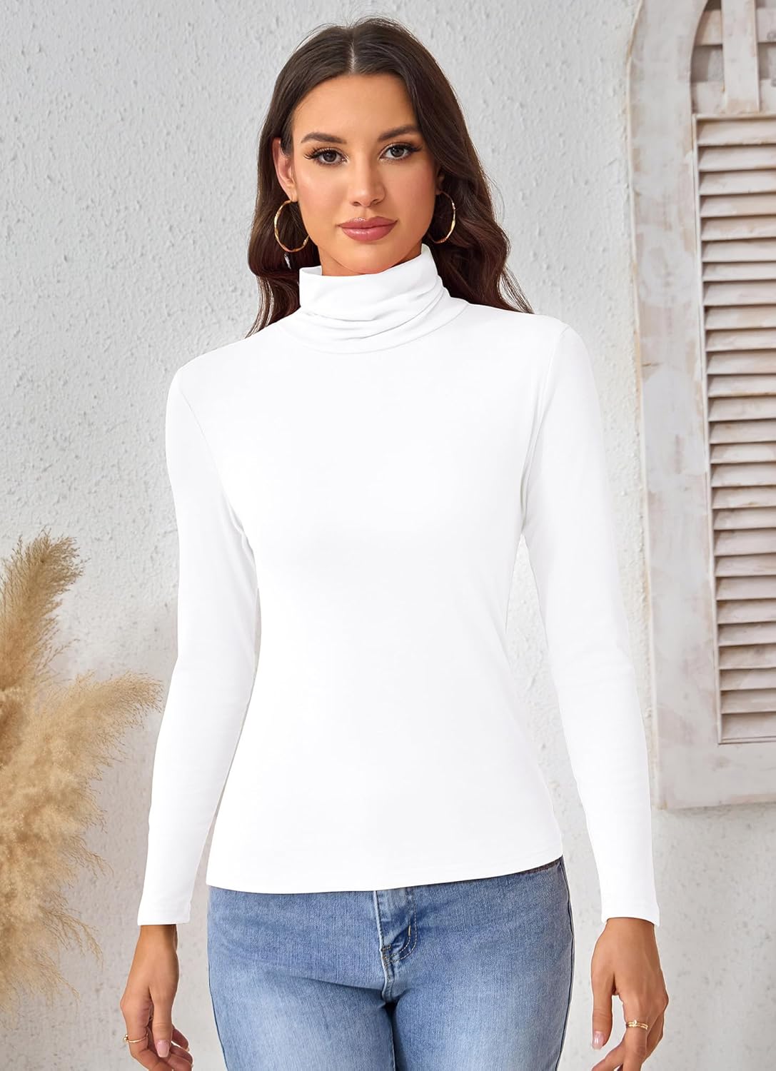 Turtleneck Tops for Women - Long Sleeve Shirts Lightweight Stretch Slim Fit Fall Fashion Basic Underwear Top Winter Clothes - Image 4