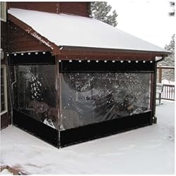 Chapa Imitacion Teja AMDHZ Cortina Transparente Exterior PVC, Cortina Plastico 0, 5mm Lona for Terraza Exterior Impermeable con Ojales for Exterior, Jardín, Balcón, Pérgola, Personalizable (Color : Negro, Size : 3x2m)