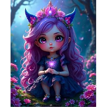 Picmondoo Diamond Painting - 50 x 50 cm with Square Resin Stones AB Stones Rhinestones & Metallic Colours - DIY Artwork for Adults & Children Little Violet