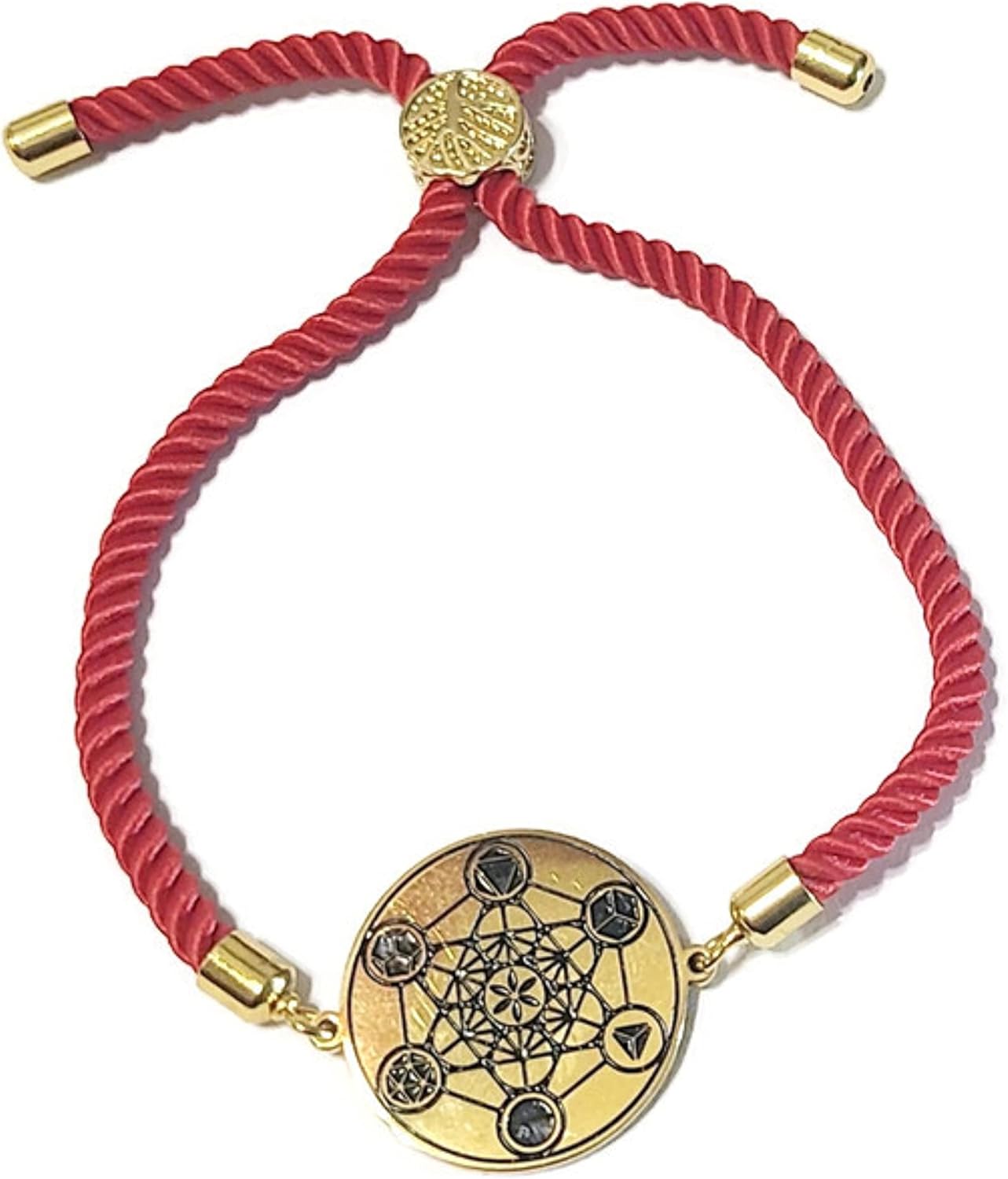 The Metatron's Cube + 72 names of God kabbalah King Solomon seal Coin Bracelet Red