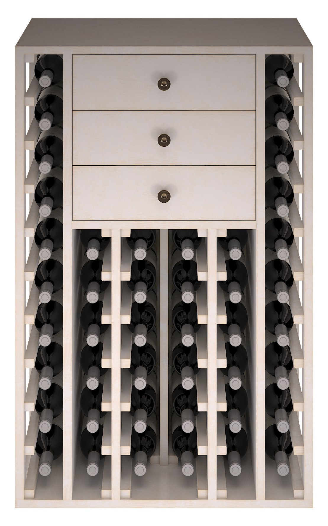 Ew2510 Botellero Pino con Capacidad para 46 Botellas Y 3 Cajones Superiores, Madera, Blanco