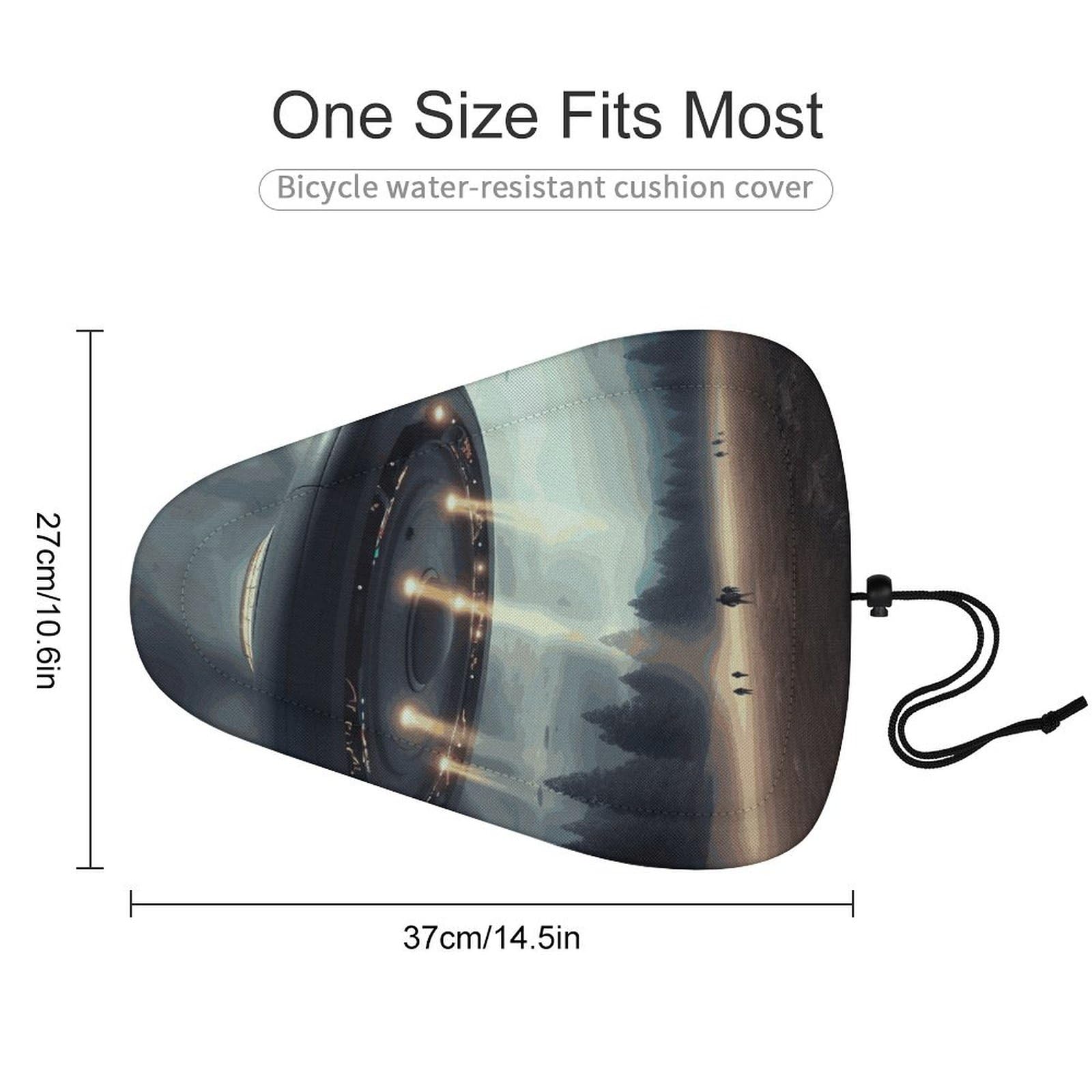 UFO Landing Bike Seat Cover for Men Women, Waterproof & Dustproof Bike Seat Cushion with Drawstring, Adjustable Bicycle Saddle Cover for Or Rain & Sun Protection