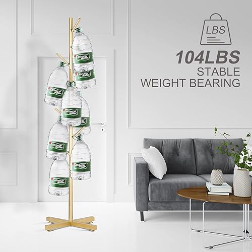 Miniatura 4 de Perchero de metal, moderno perchero independiente, resistente soporte de árbol con base cruzada, percheros dorados, árbol de pasillo para ropa,