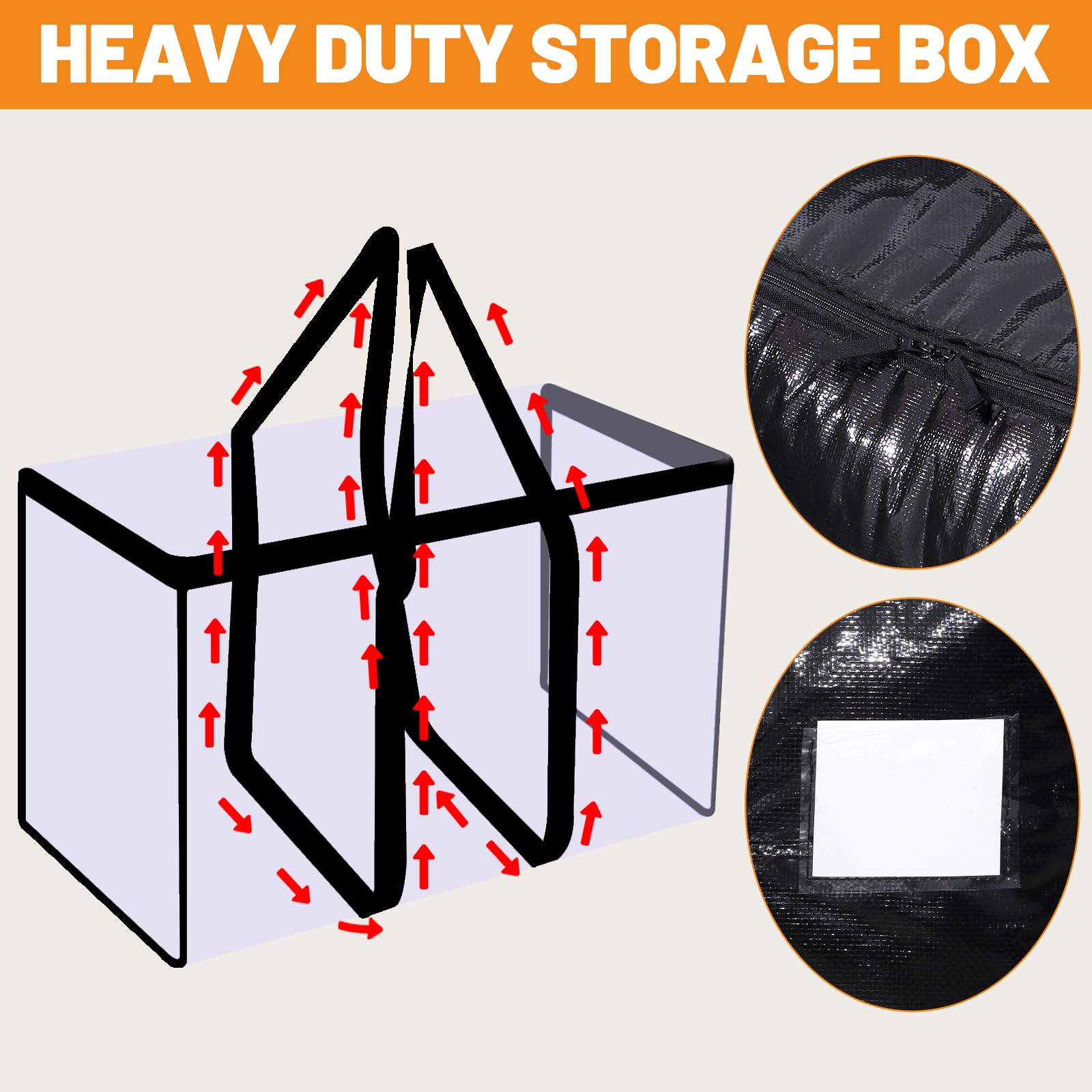 SUNNOW Lot de 6 grands sacs de déménagement imperméables de 90 L, sacs de rangement pour vêtements Noir