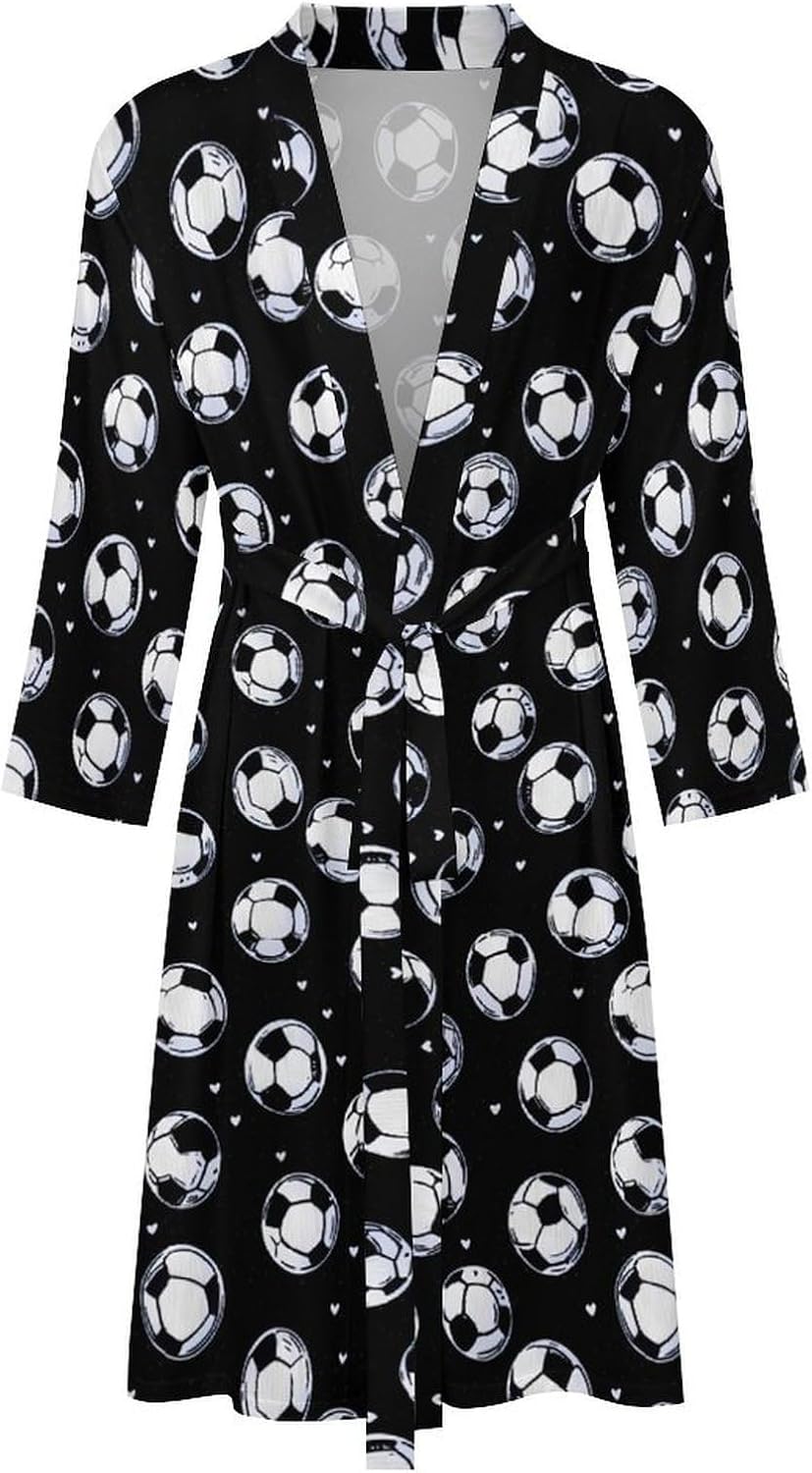 Socceres Men's Robe Soft Bathrobe V Neck Loungewear Sleepwear Nightgown Dressing Gown