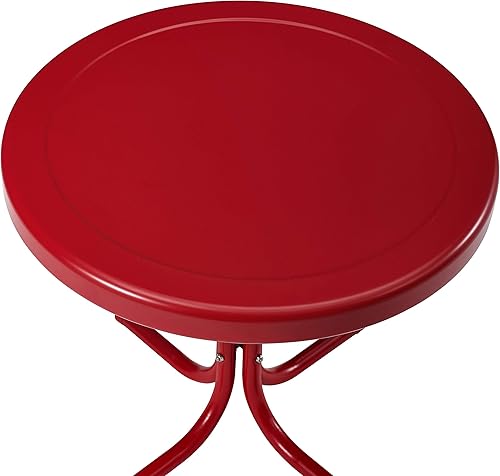 Miniatura 3 de Crosley Furniture Griffith - Mesa auxiliar de metal retro resistente a la intemperie para patio, terraza, porche, color rojo