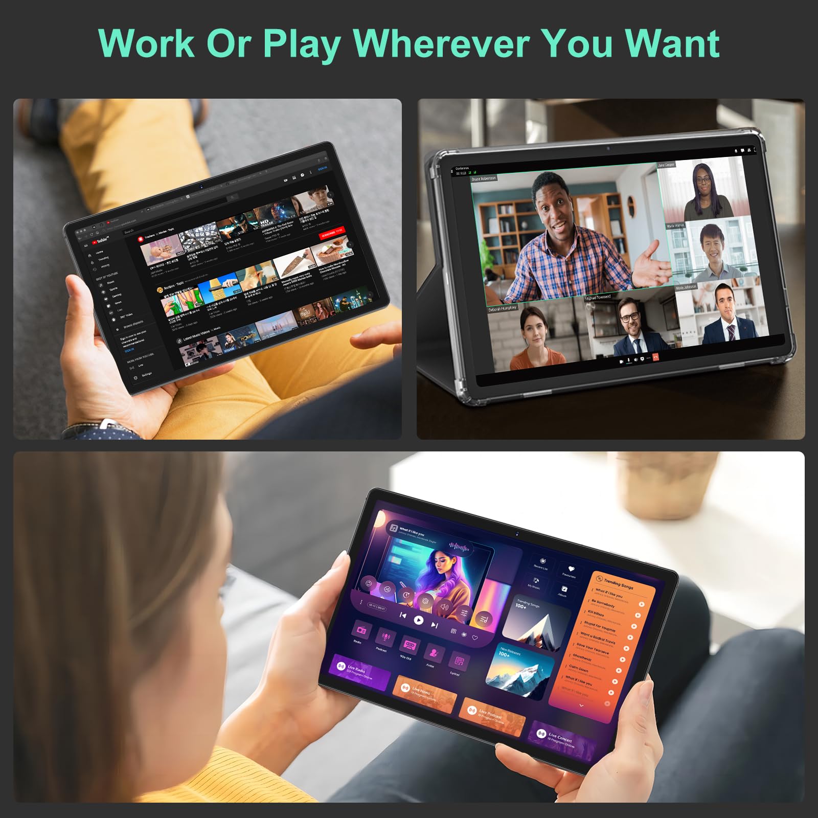 2026 Tablet 11 Pollici Android, 16GB RAM+256GB ROM/TF 1TB, 2K FHD Schermo 2000*1200, Batteria 8600mAh, Octa-Core, 5MP+13MP+2MP, 4 Altoparlantis, GPS, 5G Wi-Fi, BT 5.0, Tablet con Custodia - Grigio
