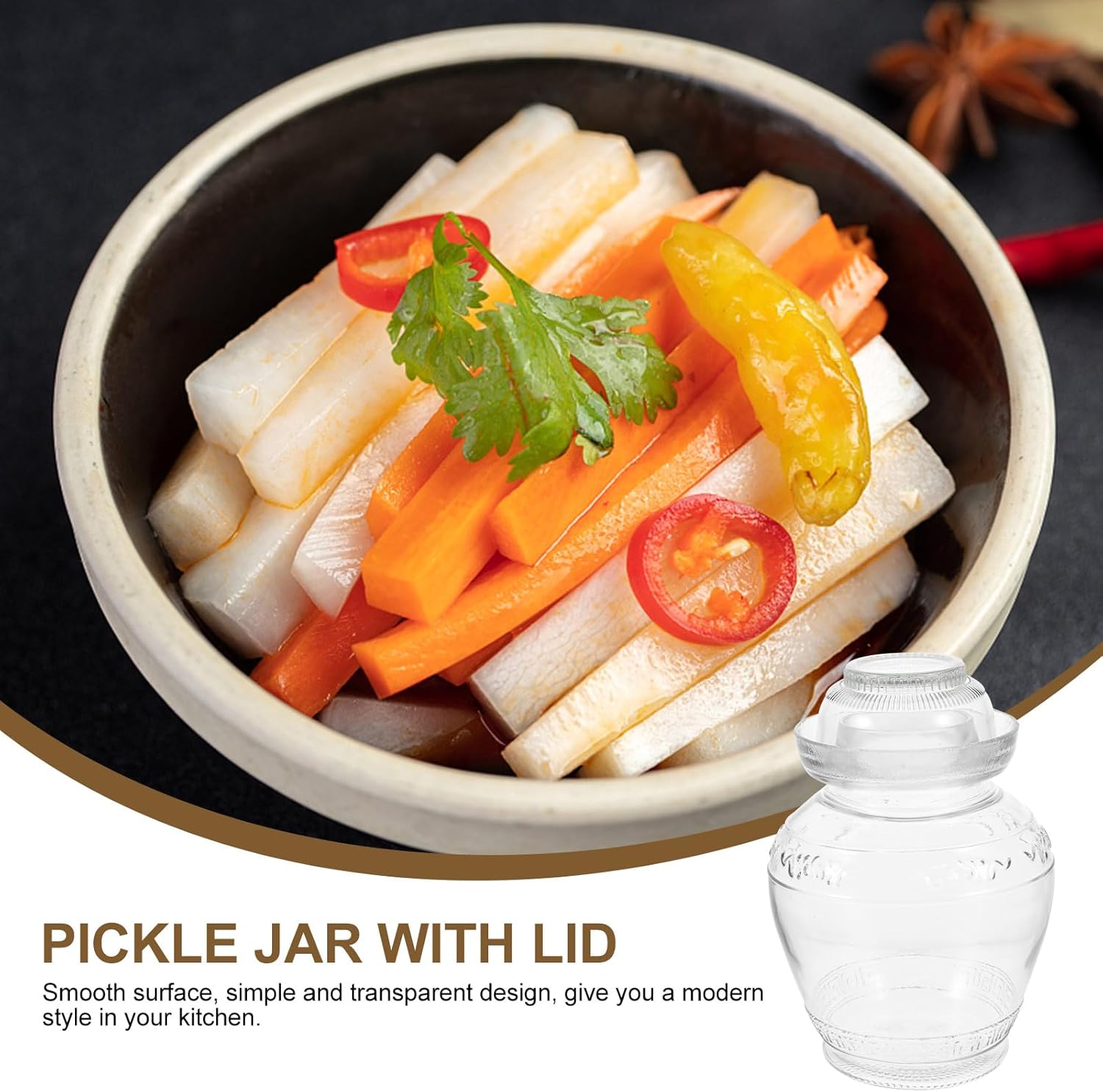 Operitacx Large Capacity Pickle Vegetable Jar Premium Sealed Storage Container for Pickling and High Borosilicate Glass Moisture for Home Kitchen and Restaurants
