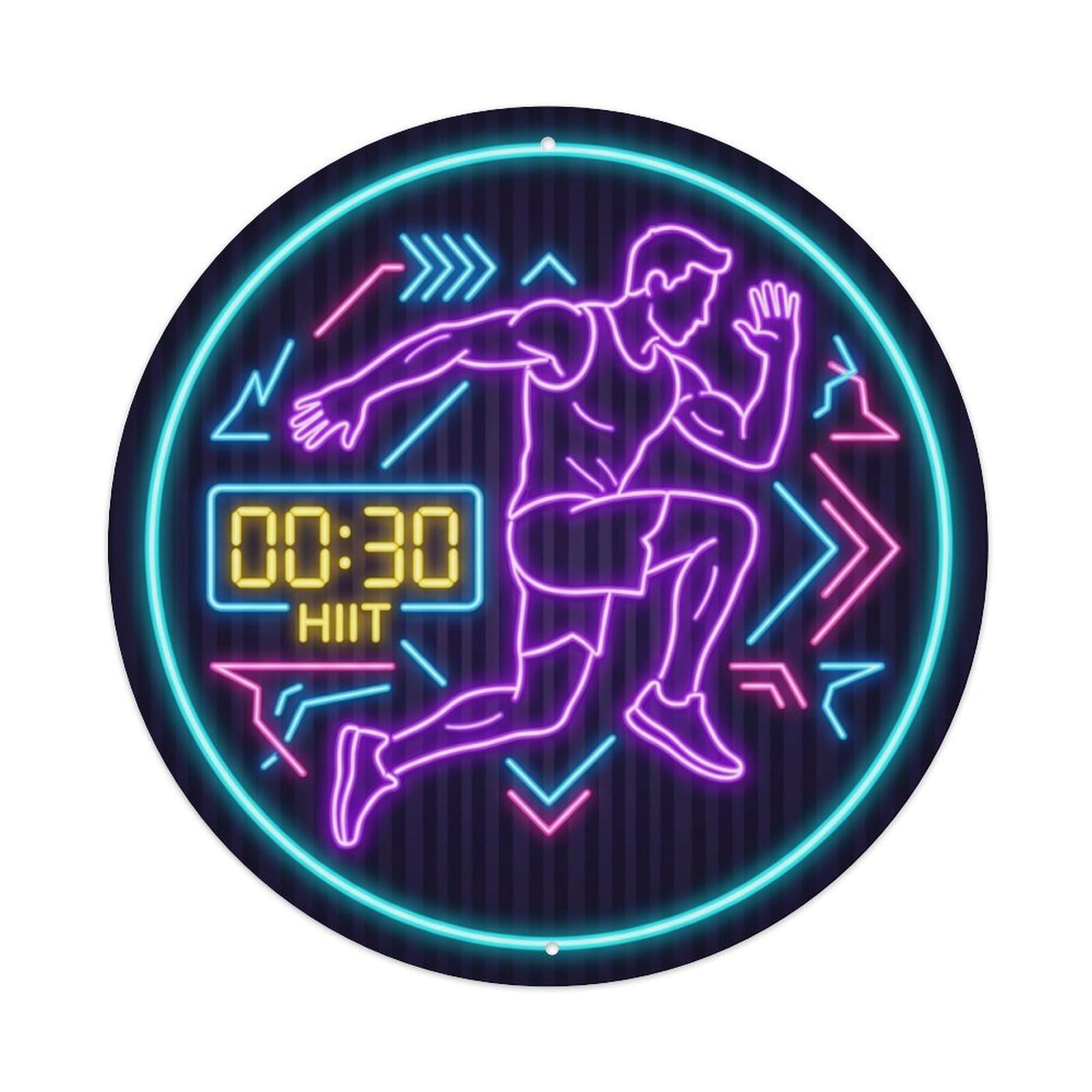 Vintage Faux Neon Gym Retro Bodybuilding Interval Metal Tin Sign
