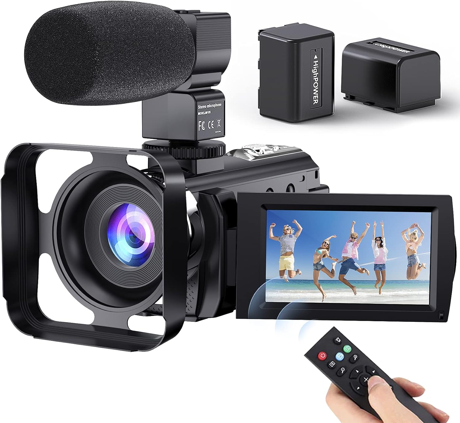 Crazy Clearance Video Camera Camcorder, FamBrow YouTube Camera FHD 1080P 24MP 16X Digital Zoom Camcorders Vlogging Camera 3.0 Inch IPS Screen Video Recorder with Microphone, 2.4G Remote, Lens Hood, 2 Batteries