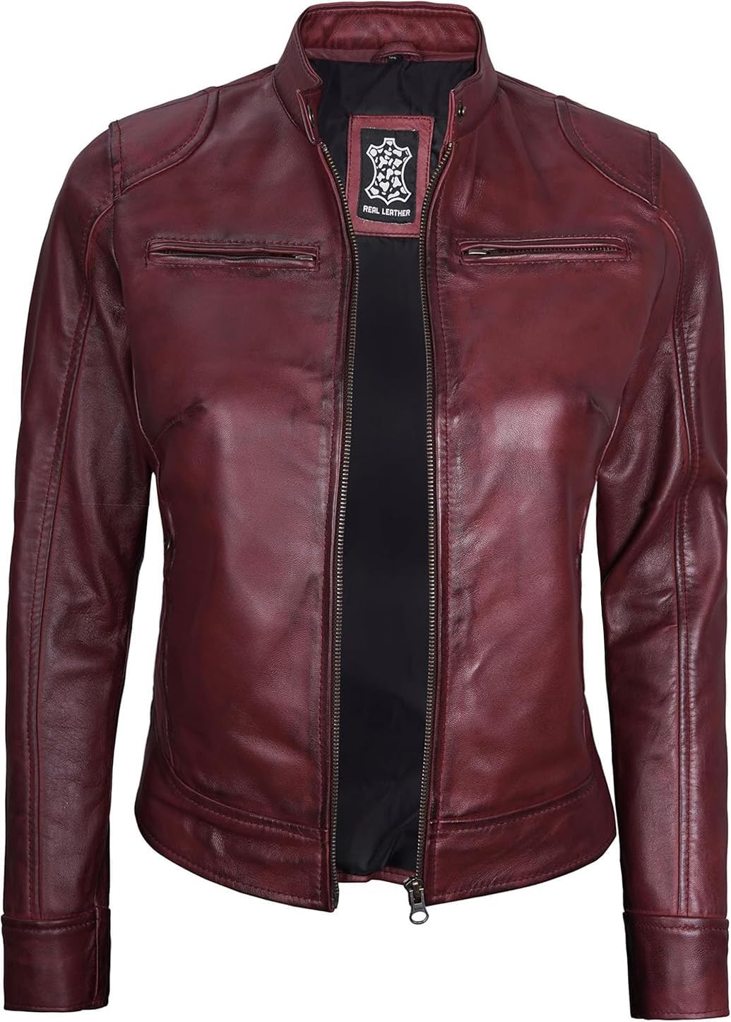 Decrum Leather Jackets For Women - Cafe Racer Style Casual Womens Leather Jacket - Image 2