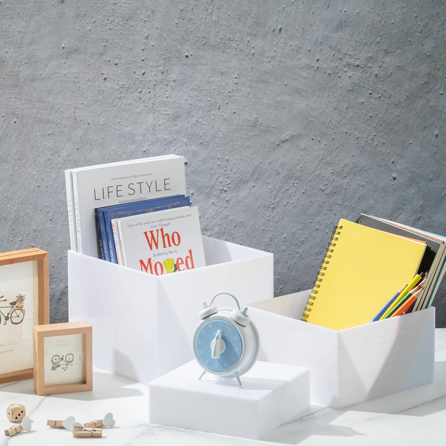 Tuanse 6 Pcs Buffet Risers, Food Risers for Buffet Table, Display Stand for Catering Dessert Collectibles Jewelry Figures Show, 5 Sided Acrylic Cube Display Organizer Acrylic Cube Boxes(White)